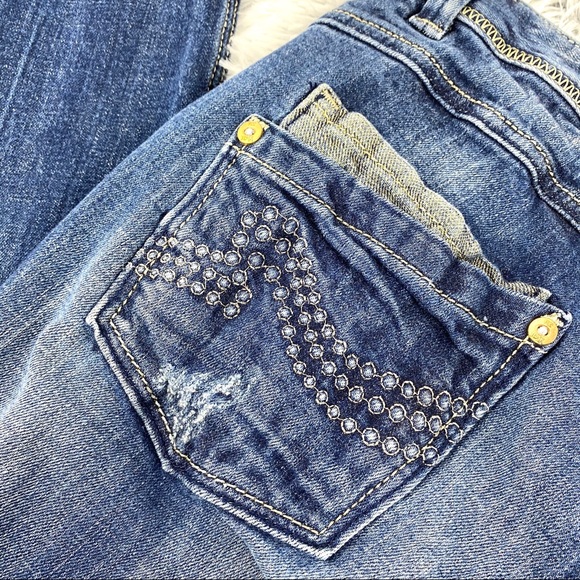 Express ReRock Distressed Bootcut Jeans EUC - Picture 5 of 13